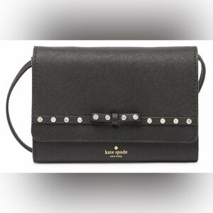 Kate Spade Black Crossbody Bag with Bow and Studs